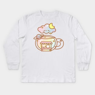 Rainbow Tea Cup Kids Long Sleeve T-Shirt